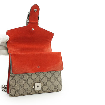 Dionysus GG Supreme Coated Canvas Suede Mini Chain Shoulder Bag