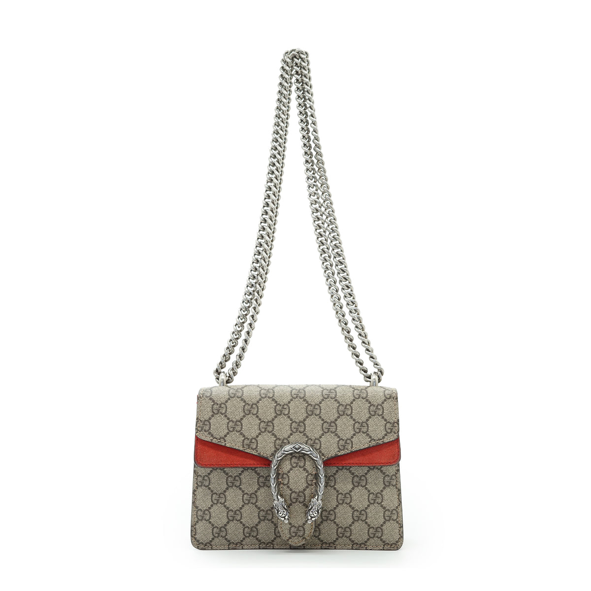 Dionysus GG Supreme Coated Canvas Suede Mini Chain Shoulder Bag