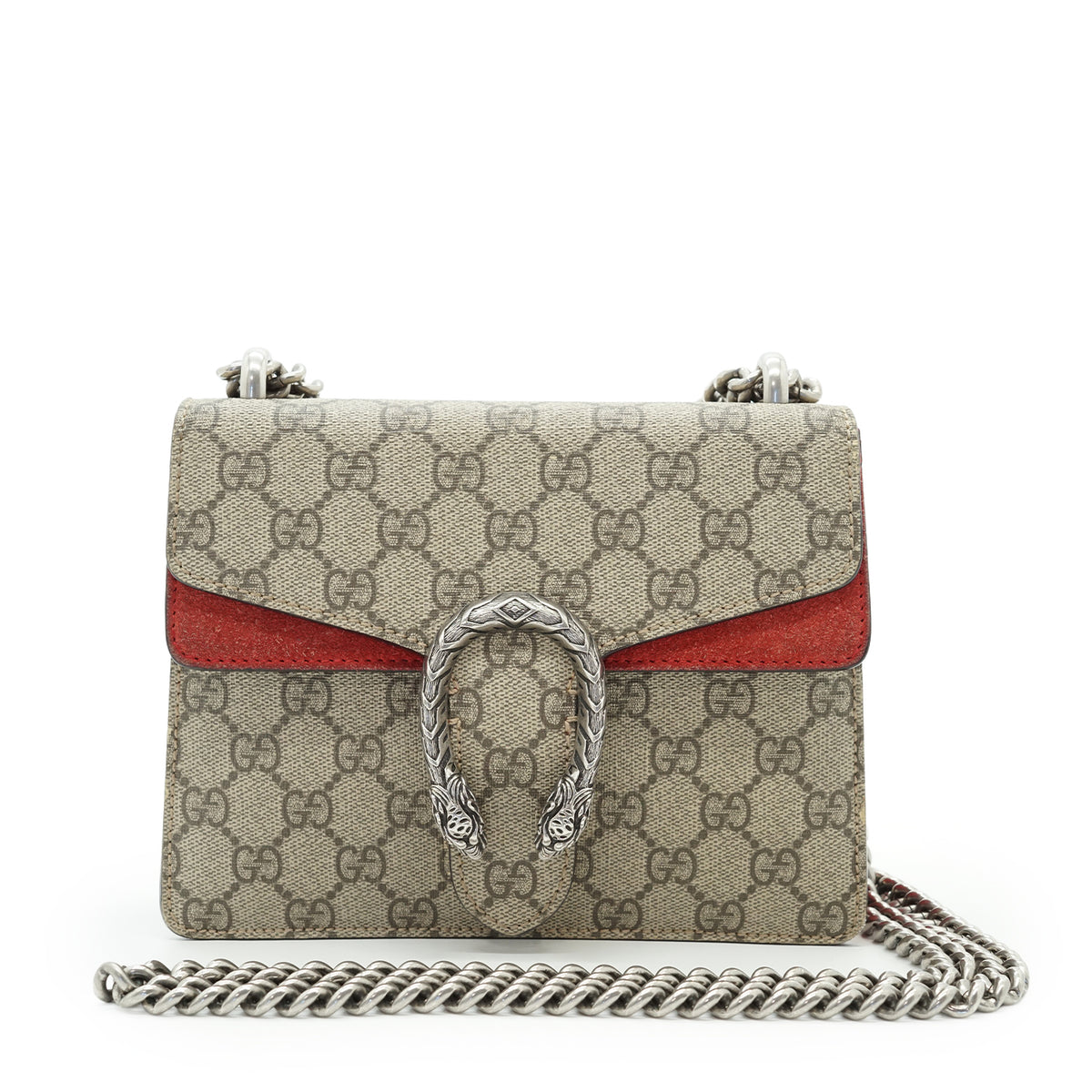 Dionysus GG Supreme Coated Canvas Suede Mini Chain Shoulder Bag
