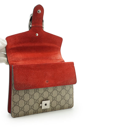 Dionysus GG Supreme Coated Canvas Suede Mini Chain Shoulder Bag