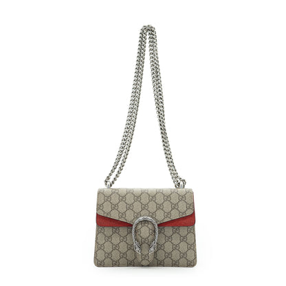 Dionysus GG Supreme Coated Canvas Suede Mini Chain Shoulder Bag