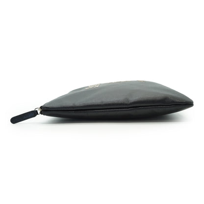 CC Studded Deauville O-Case Caviar Skin Clutch