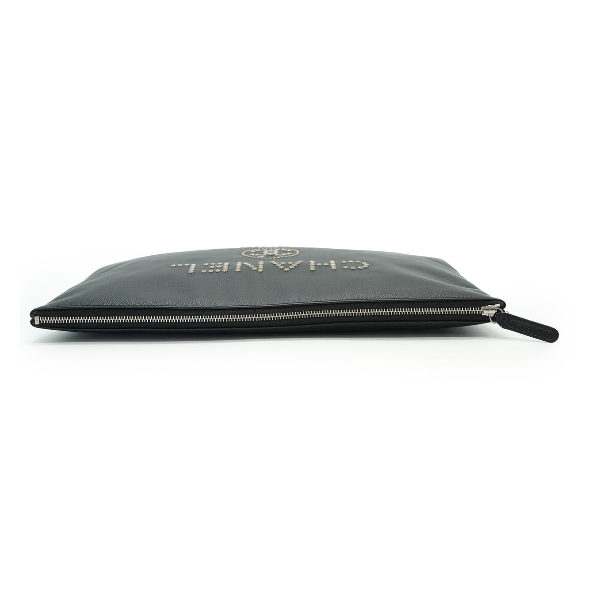 CC Studded Deauville O-Case Caviar Skin Clutch