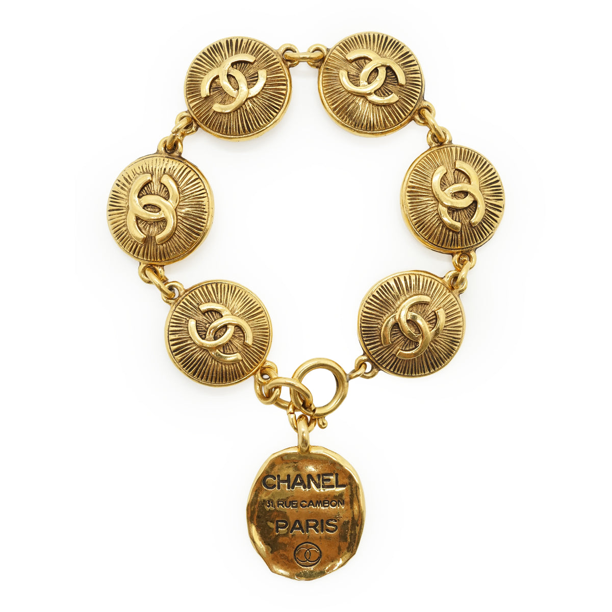 Vintage CC Starbust 31 Rue Cambon Paris Medallion Bracelet