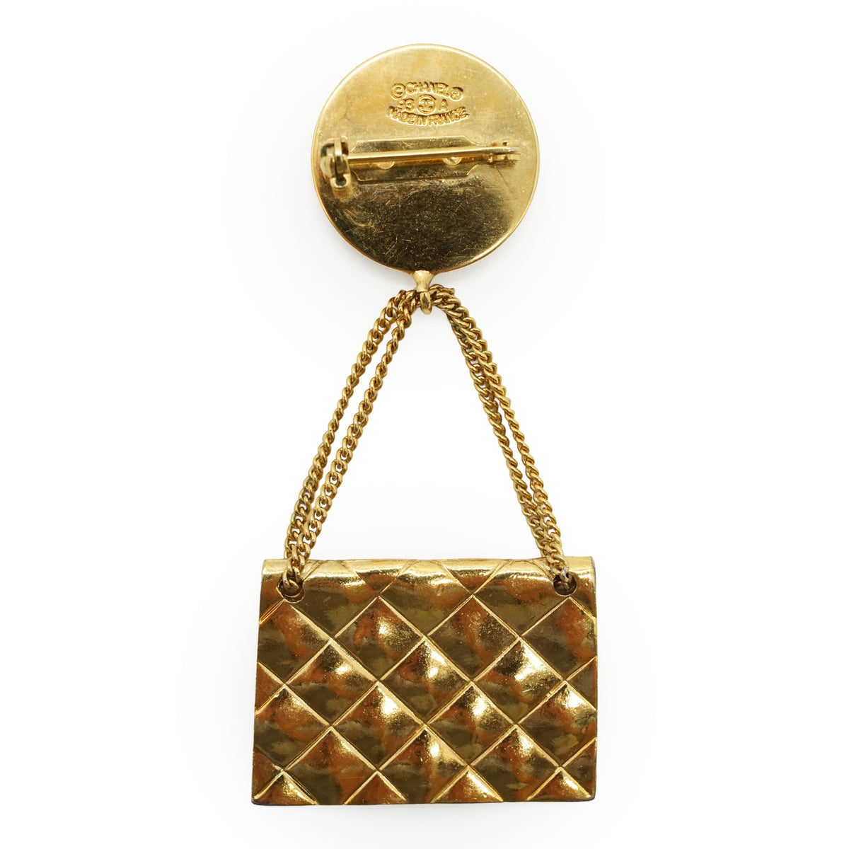 Vintage 31 Rue Cambon Paris Matelasse Classic Bag Pendant Brooch