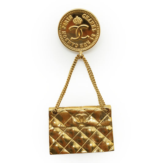 Vintage 31 Rue Cambon Paris Matelasse Classic Bag Pendant Brooch