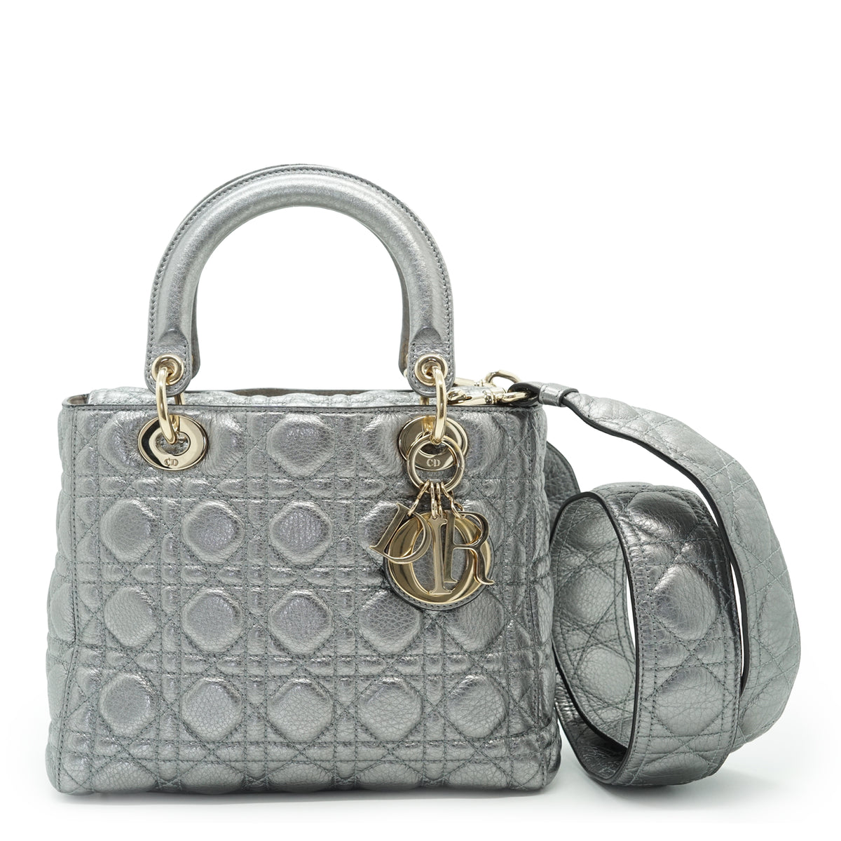 Lady Dior My ABCDior Cannage Supple Metallic Lambskin Medium