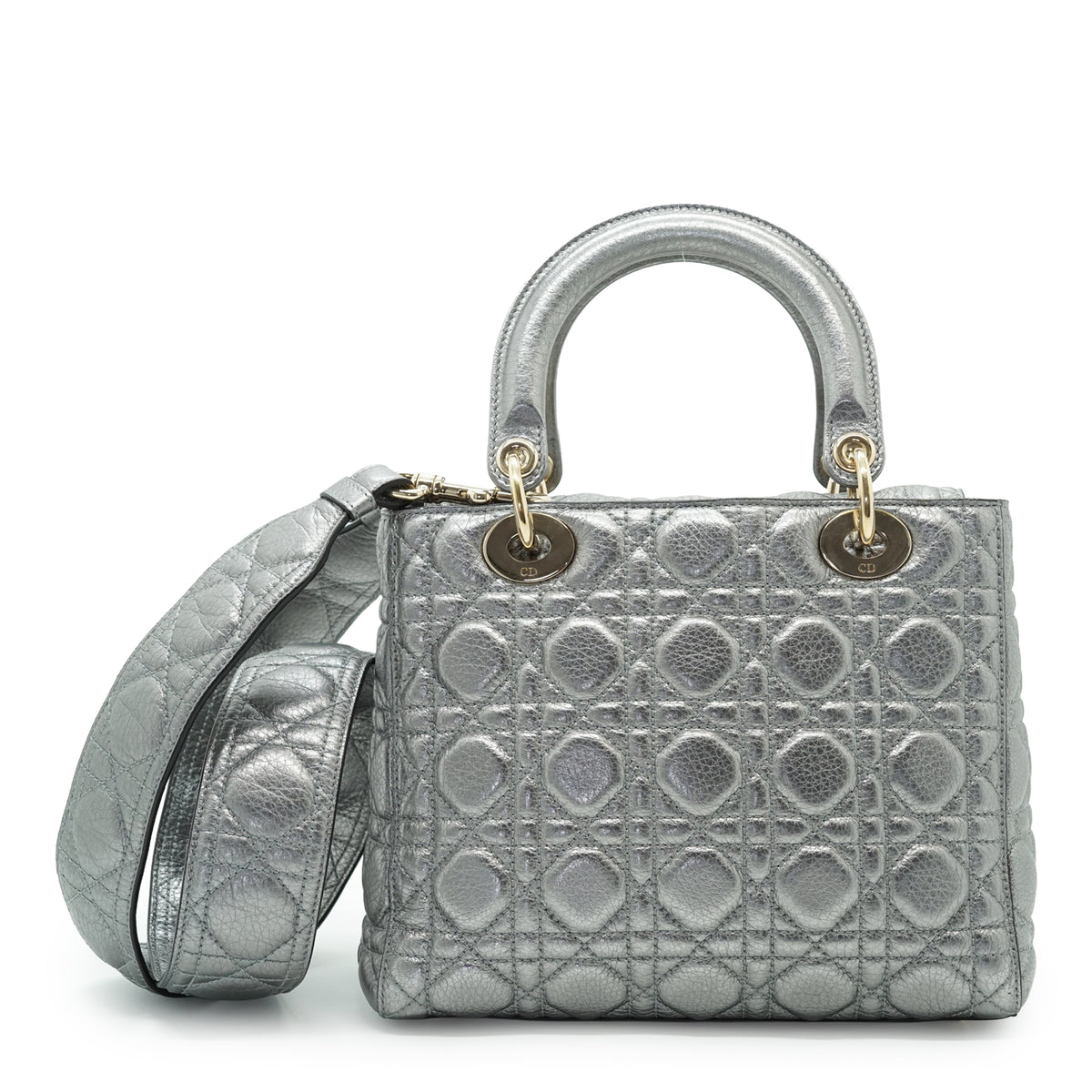 Lady Dior My ABCDior Cannage Supple Metallic Lambskin Medium