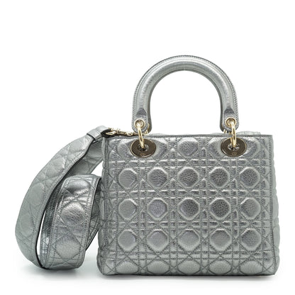 Lady Dior My ABCDior Cannage Supple Metallic Lambskin Medium