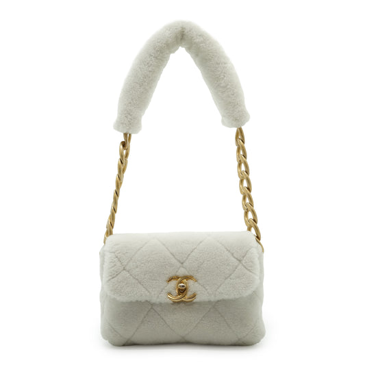 Shearling Matelasse Flap Chain Shoulder Bag