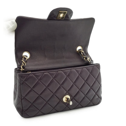 Single Flap Matelasse Mini Lambskin Chain Shoulder Bag