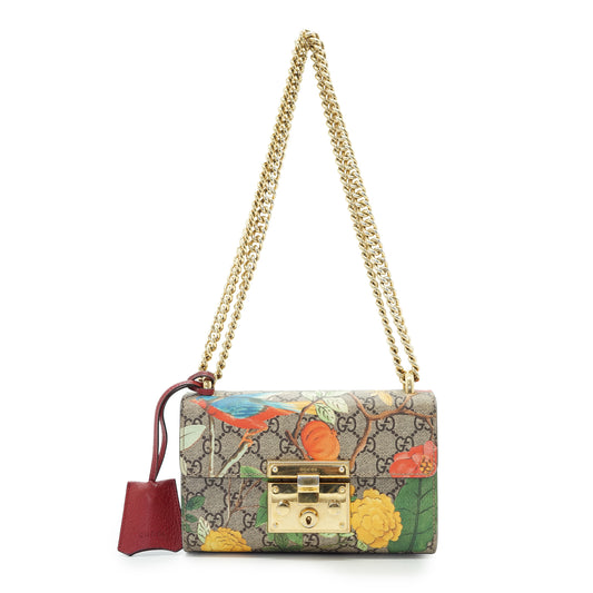 GG Supreme Tian Padlock Floral Print Small Chain Shoulder Bag