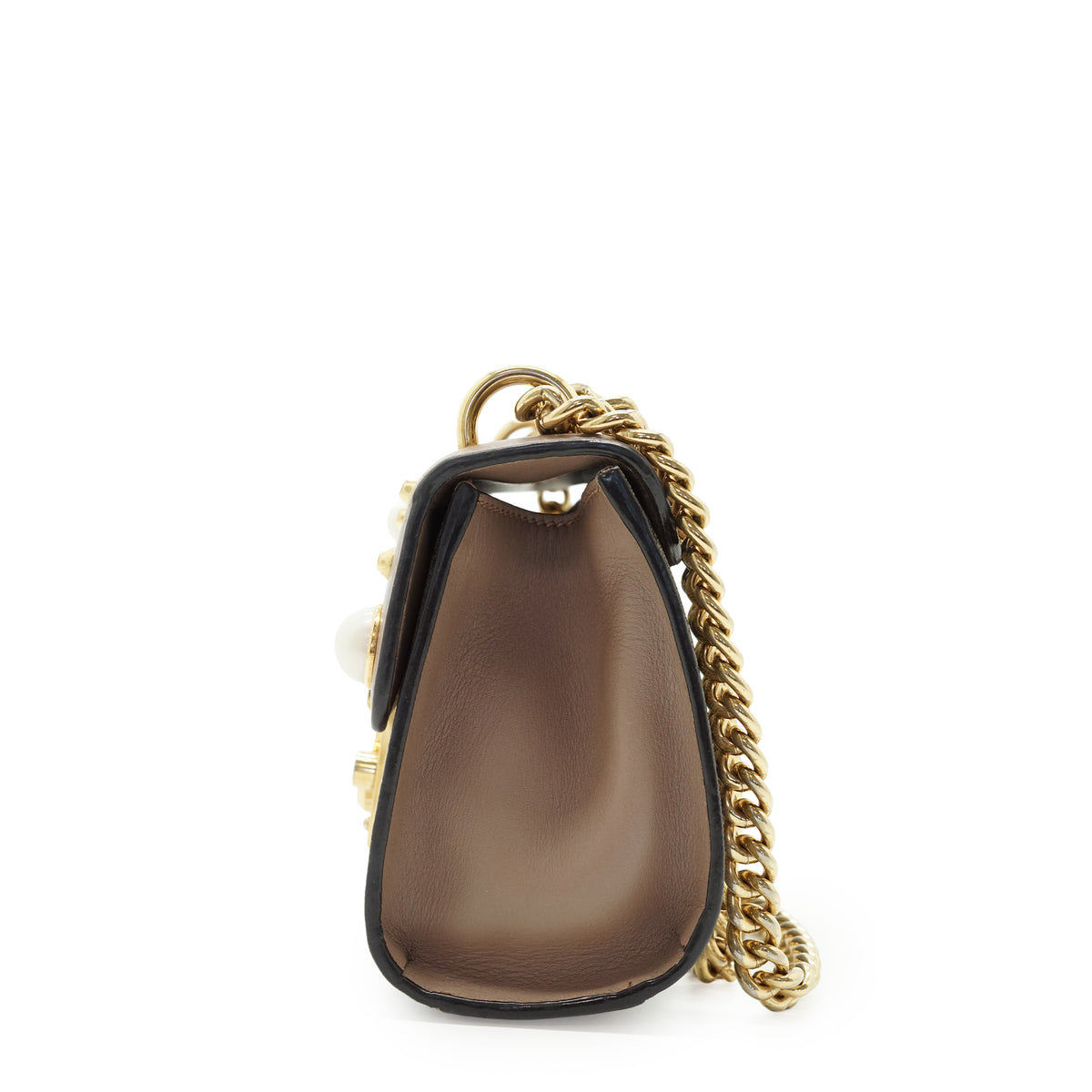 GG Supreme Studded Padlock Pearl-Embellished Small Chain Shoulder Bag