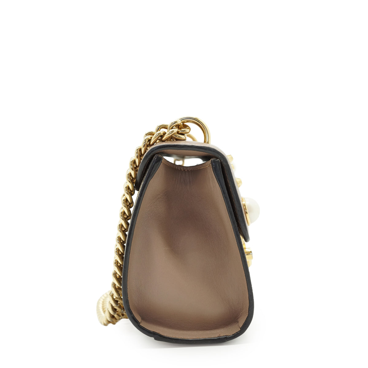 GG Supreme Studded Padlock Pearl-Embellished Small Chain Shoulder Bag