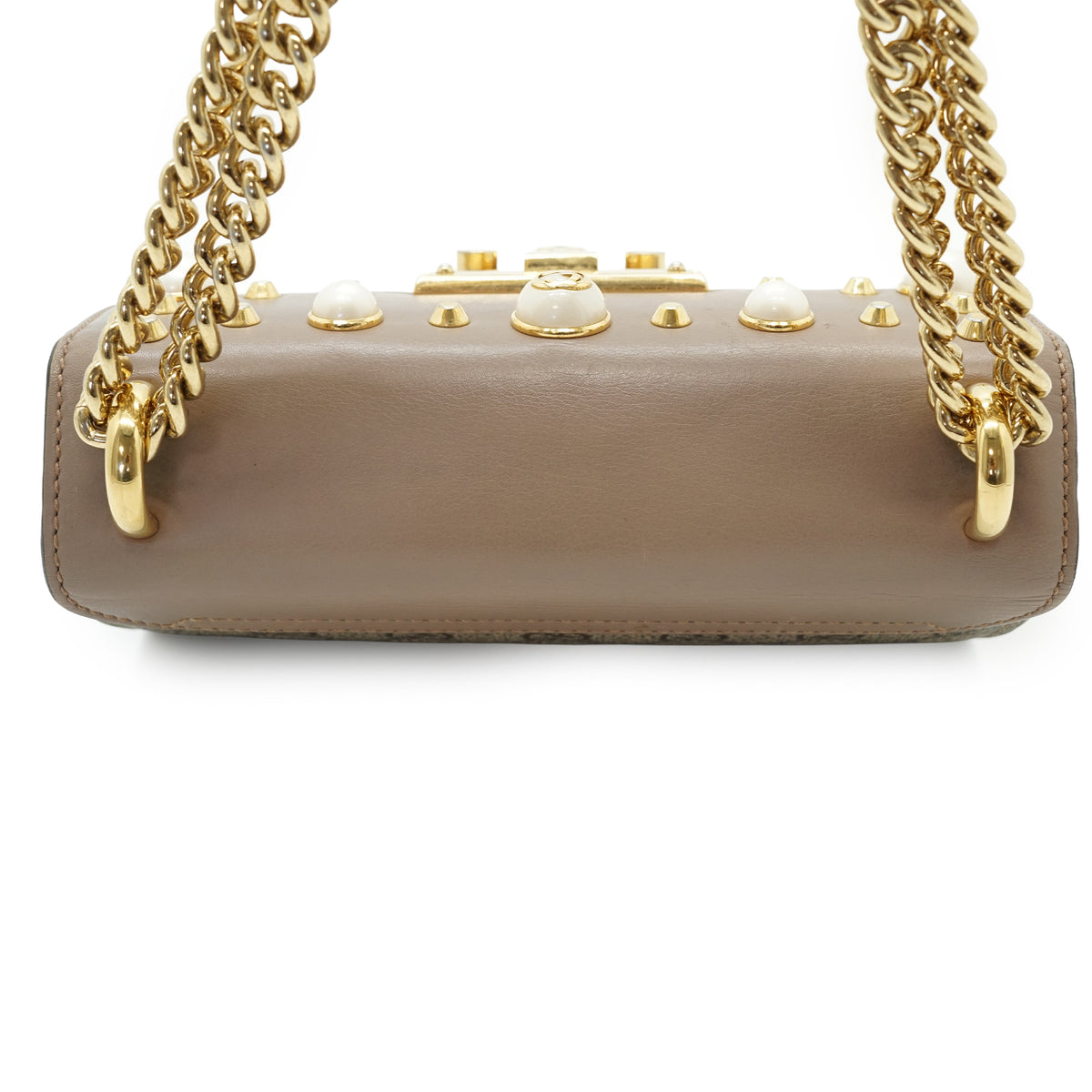GG Supreme Studded Padlock Pearl-Embellished Small Chain Shoulder Bag