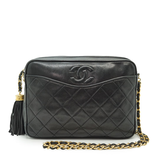 Vintage CC Lambskin Matelasse Fringe Chain Camera Bag