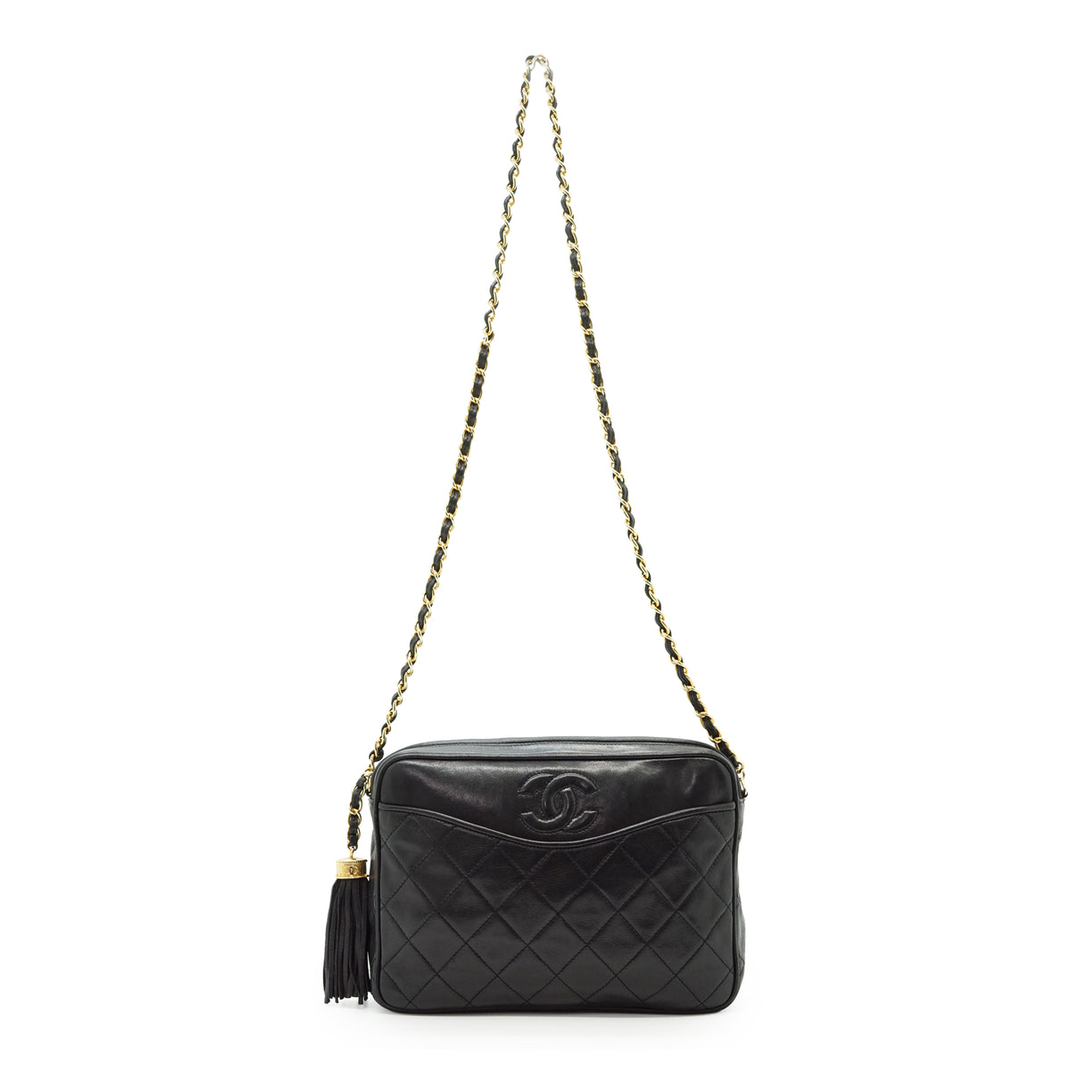 Vintage CC Lambskin Matelasse Fringe Chain Camera Bag