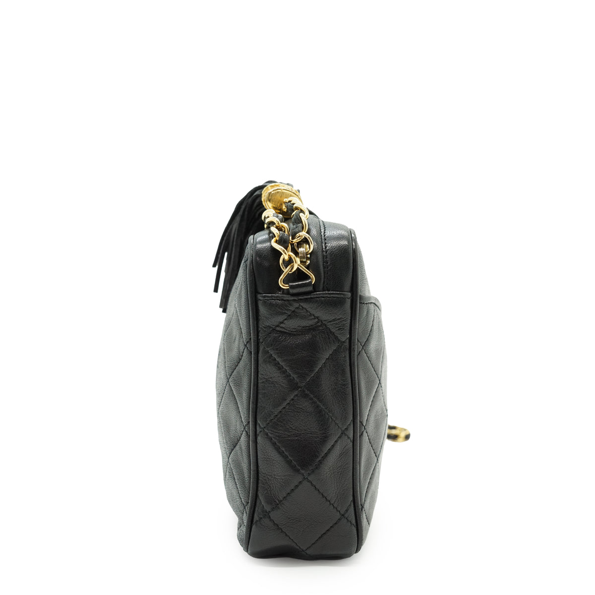 Vintage CC Lambskin Matelasse Fringe Chain Camera Bag