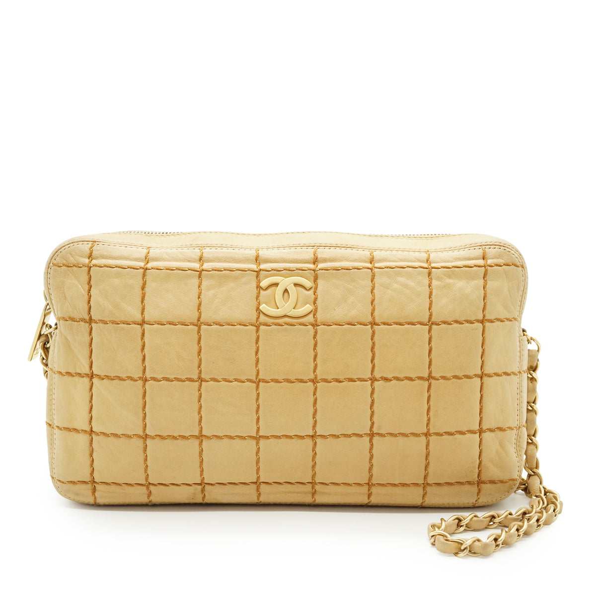 Vintage Surpique Chocolate Bar Chain Shoulder Bag