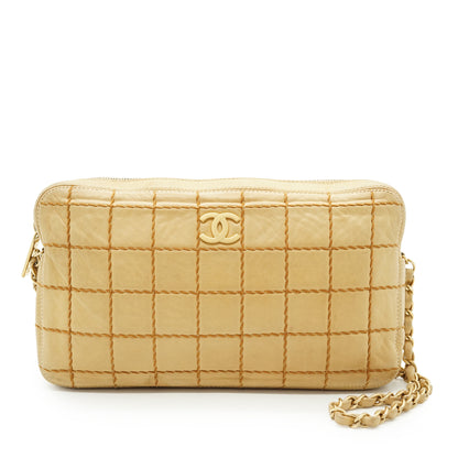 Vintage Surpique Chocolate Bar Chain Shoulder Bag