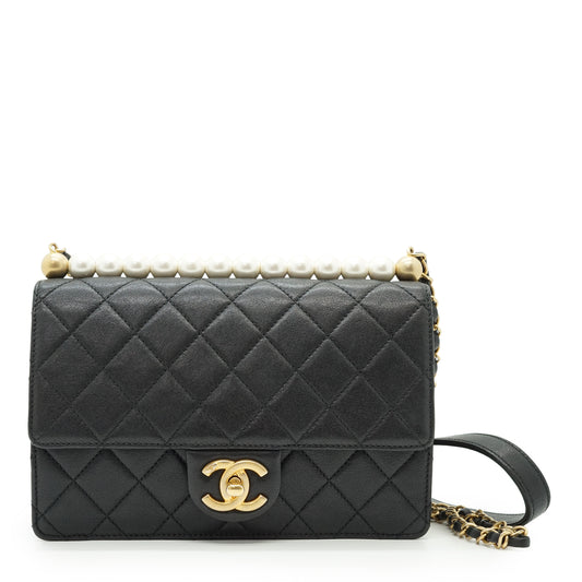 Lambskin Matelasse Chic Pearls Small Flap Bag
