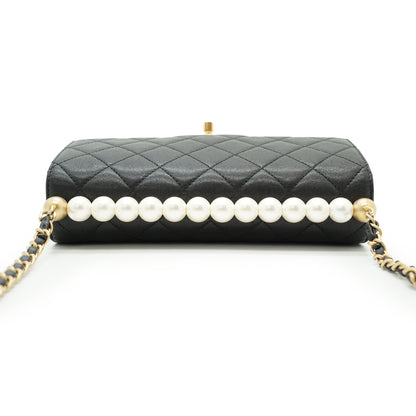 Lambskin Matelasse Chic Pearls Small Flap Bag