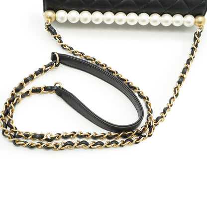 Lambskin Matelasse Chic Pearls Small Flap Bag