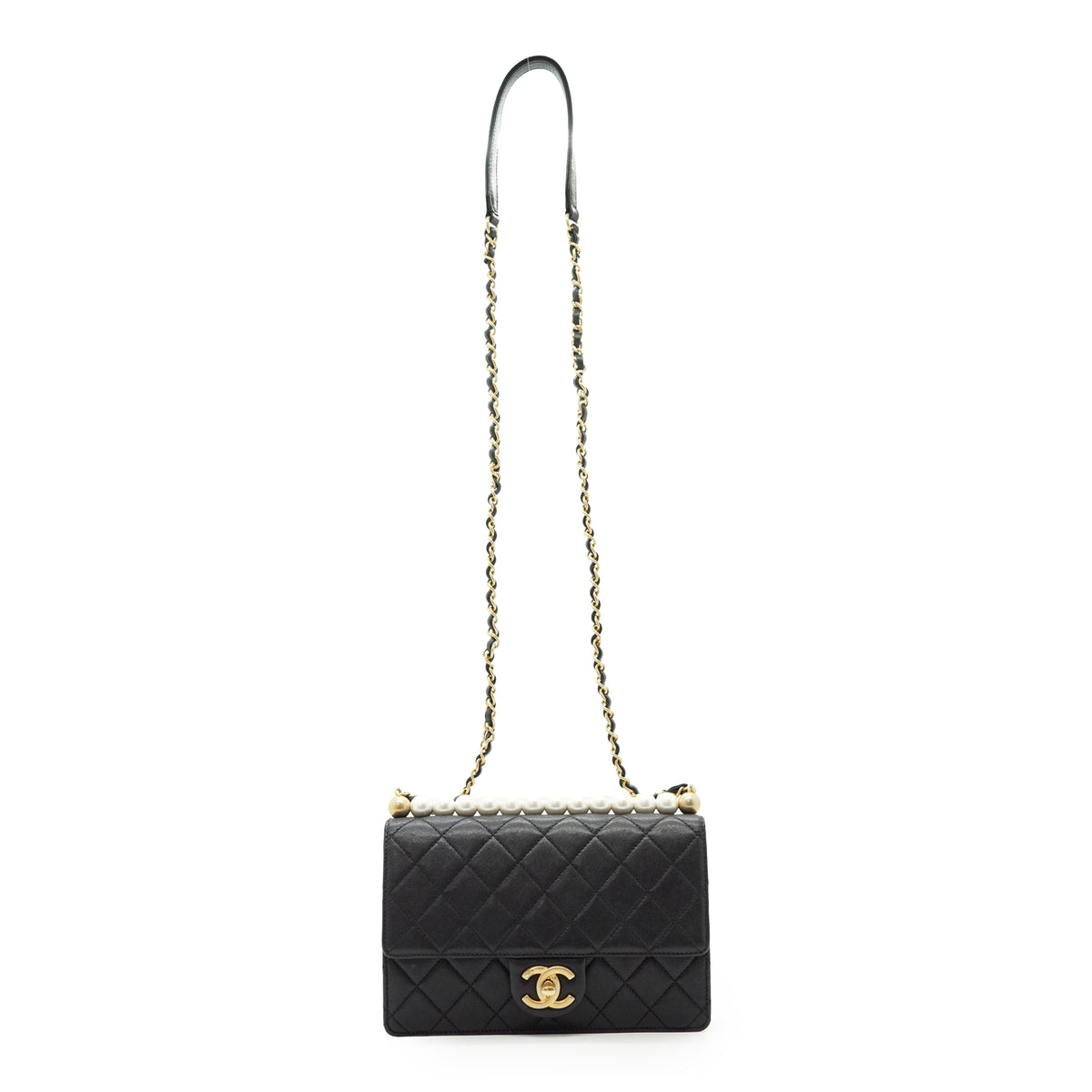 Lambskin Matelasse Chic Pearls Small Flap Bag