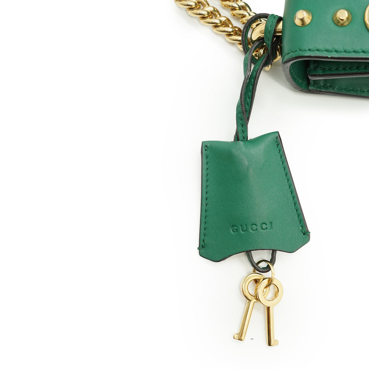 Studded Padlock Faux Pearl-Embellished Small Chain Shoulder Bag