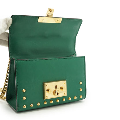 Studded Padlock Faux Pearl-Embellished Small Chain Shoulder Bag