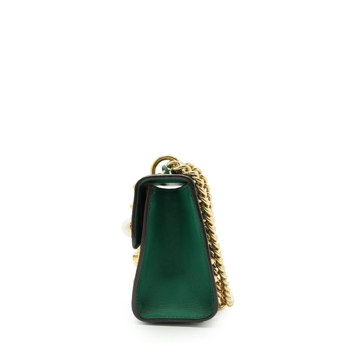 Studded Padlock Faux Pearl-Embellished Small Chain Shoulder Bag