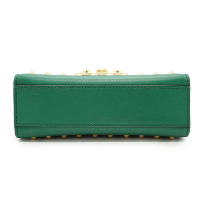 Studded Padlock Faux Pearl-Embellished Small Chain Shoulder Bag