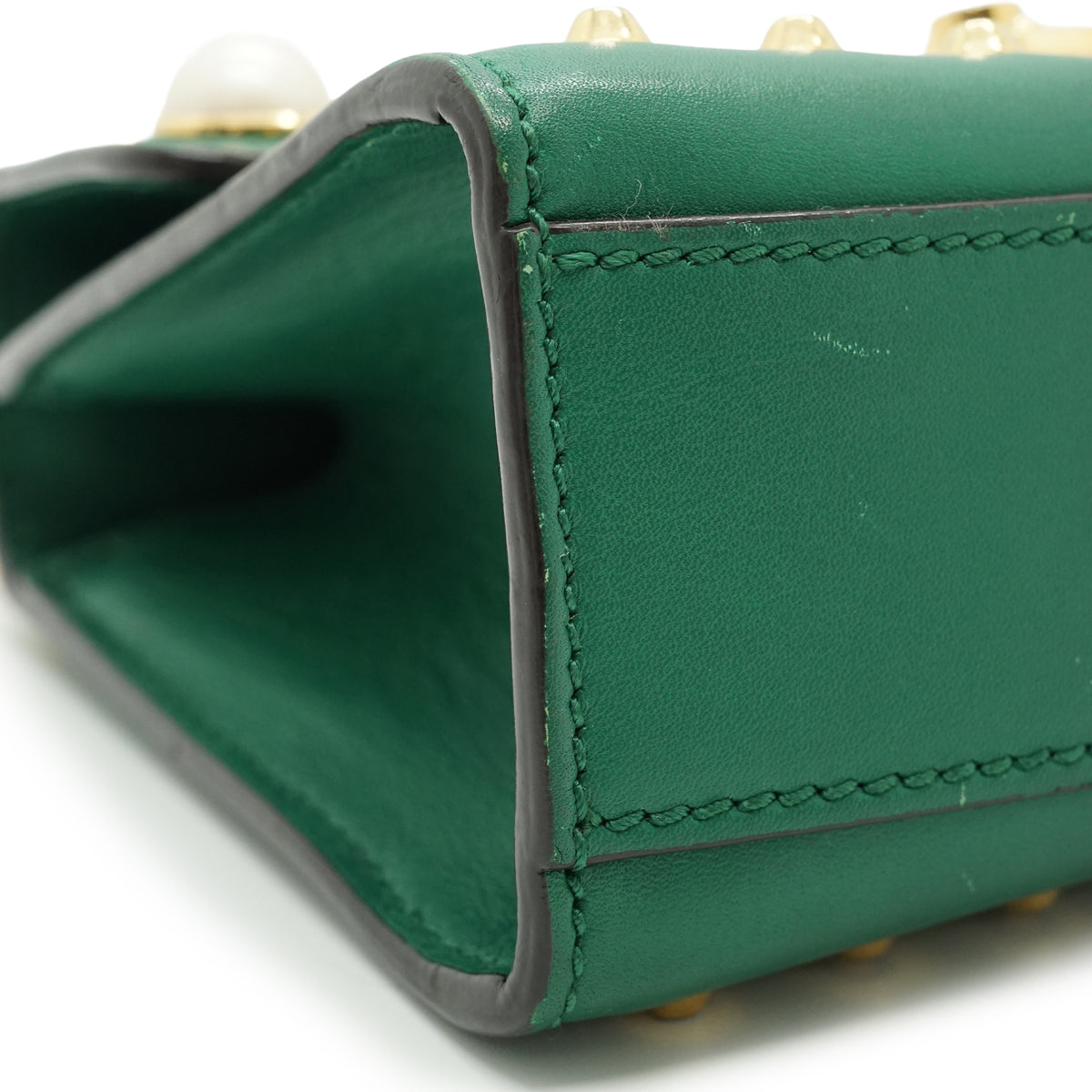 Studded Padlock Faux Pearl-Embellished Small Chain Shoulder Bag
