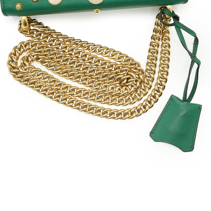 Studded Padlock Faux Pearl-Embellished Small Chain Shoulder Bag