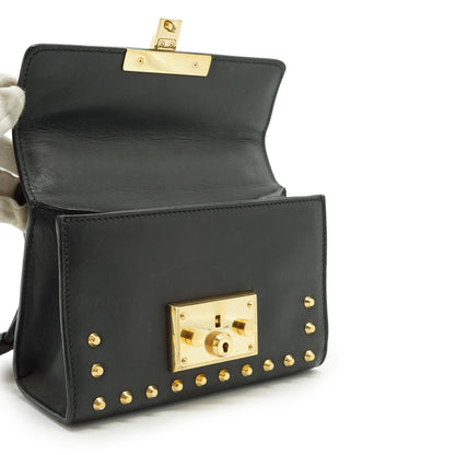 Studded Padlock Faux Pearl-Embellished Small Chain Shoulder Bag