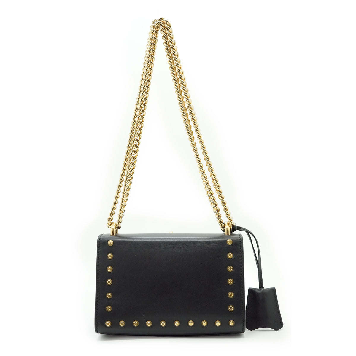Studded Padlock Faux Pearl-Embellished Small Chain Shoulder Bag