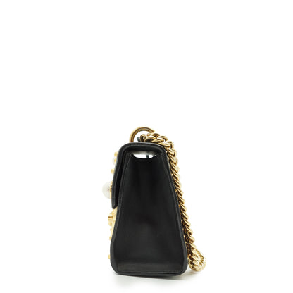 Studded Padlock Faux Pearl-Embellished Small Chain Shoulder Bag