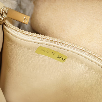 Pearl-Embellished Shearling Chain Flap Shoulder Bag