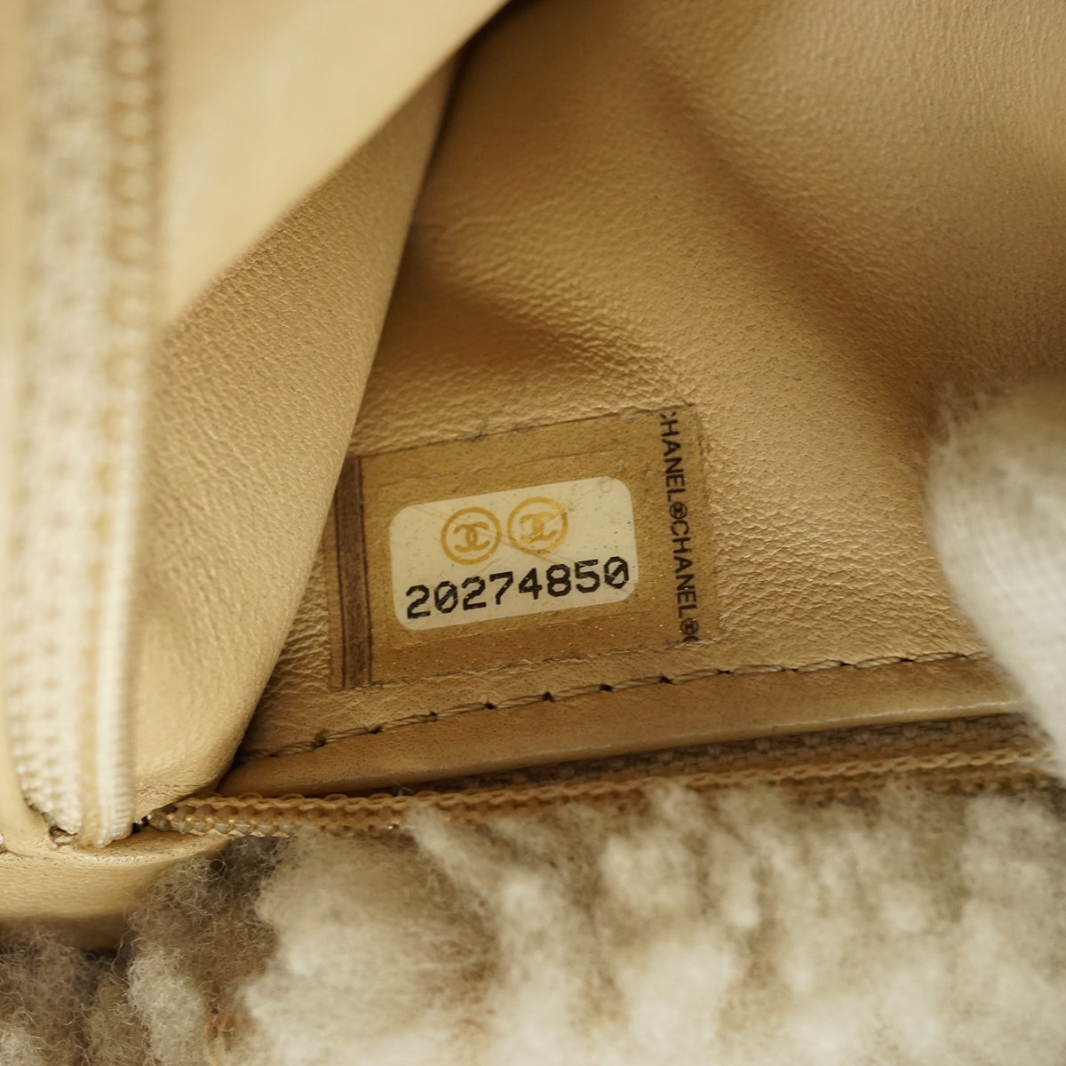Pearl-Embellished Shearling Chain Flap Shoulder Bag