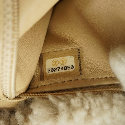 Pearl-Embellished Shearling Chain Flap Shoulder Bag