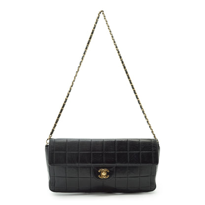 Lambskin East West Chocolate Bar Flap Chain Shoulder Bag