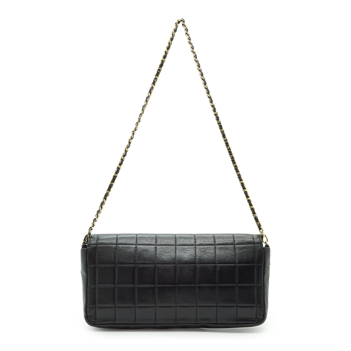 Lambskin East West Chocolate Bar Flap Chain Shoulder Bag