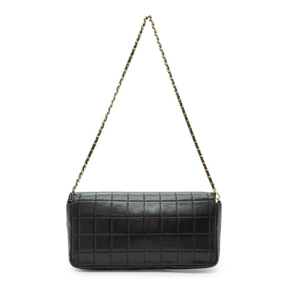 Lambskin East West Chocolate Bar Flap Chain Shoulder Bag