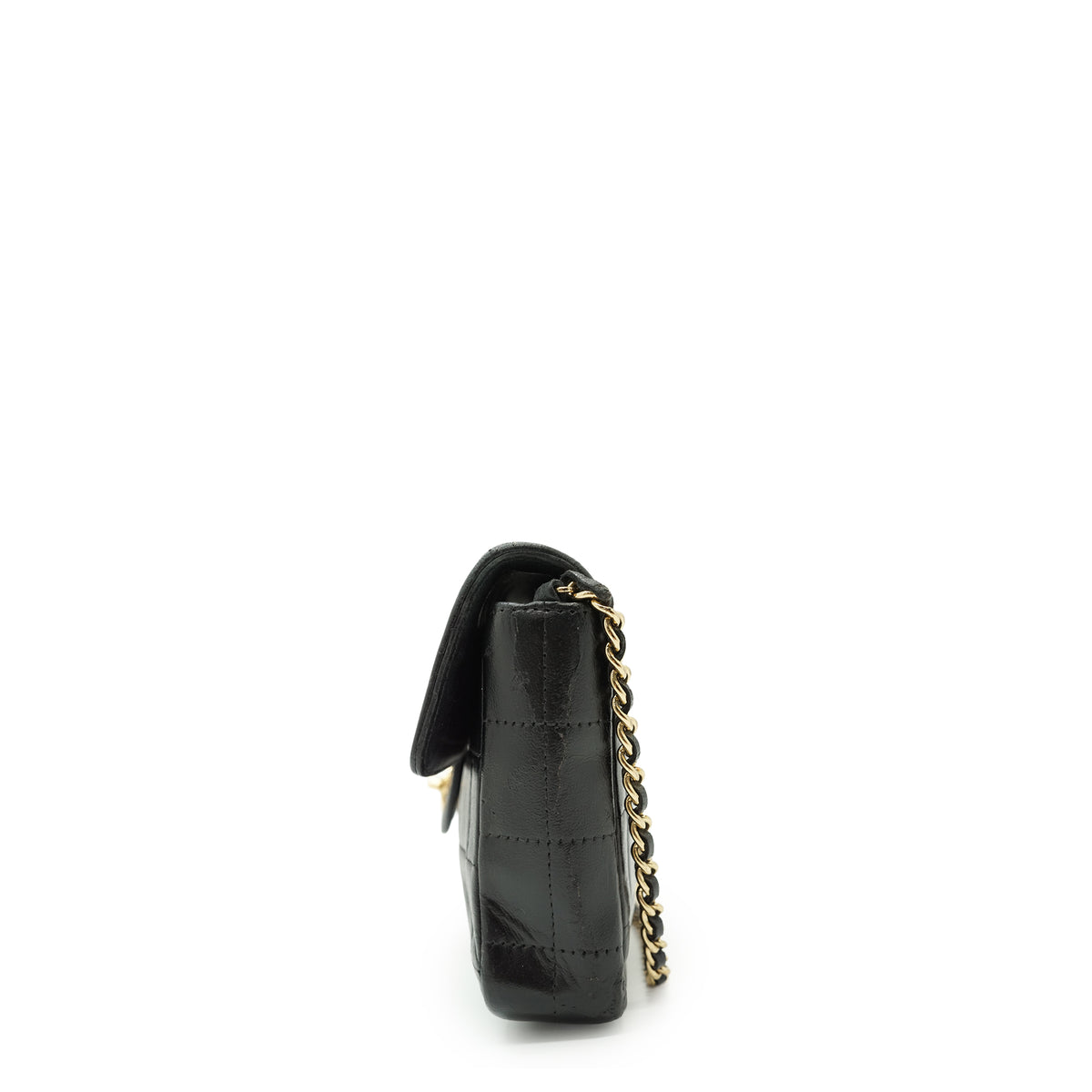 Lambskin East West Chocolate Bar Flap Chain Shoulder Bag