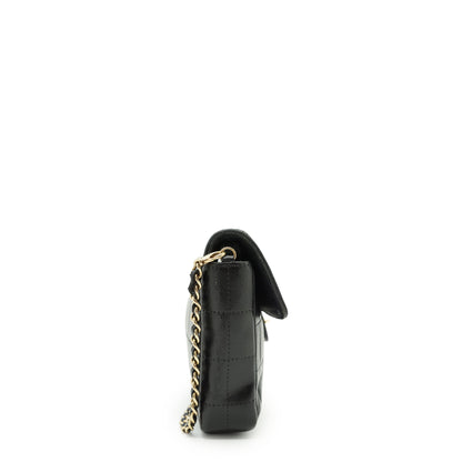 Lambskin East West Chocolate Bar Flap Chain Shoulder Bag