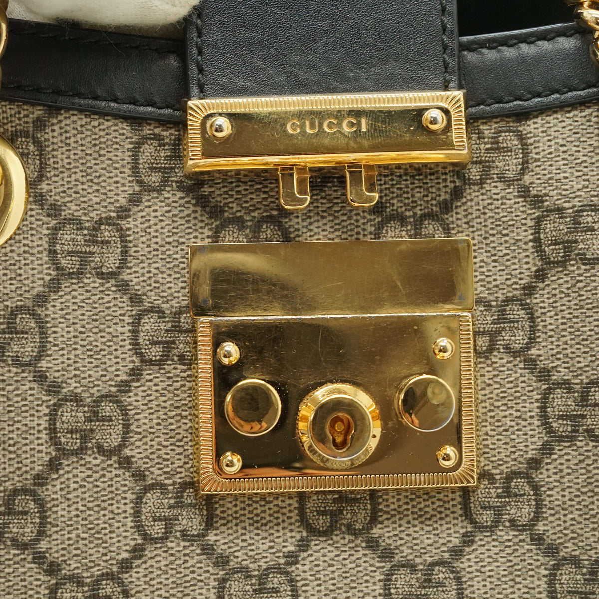 GG Supreme Coated Canvas Padlock Small Chain Shoulder Tote
