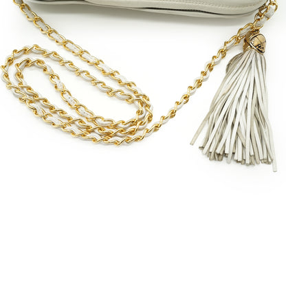 Vintage CC Lambskin Fringe Diamond-Stitching Chain Shoulder Camera Bag