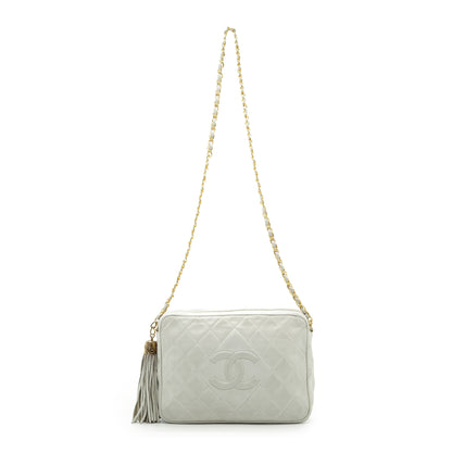 Vintage CC Lambskin Fringe Diamond-Stitching Chain Shoulder Camera Bag