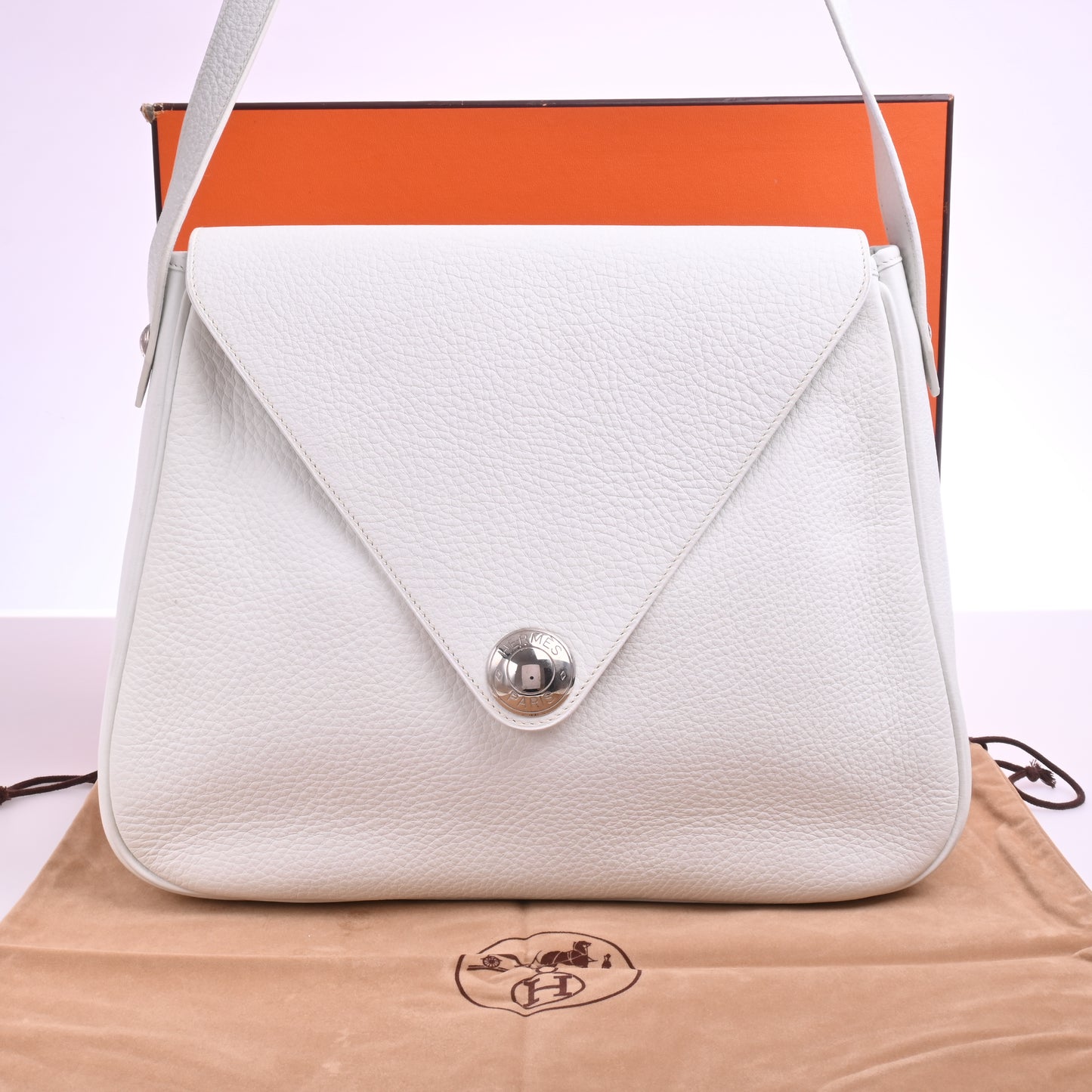 Taurillon Clemence Christine White Silver hardware B stamp