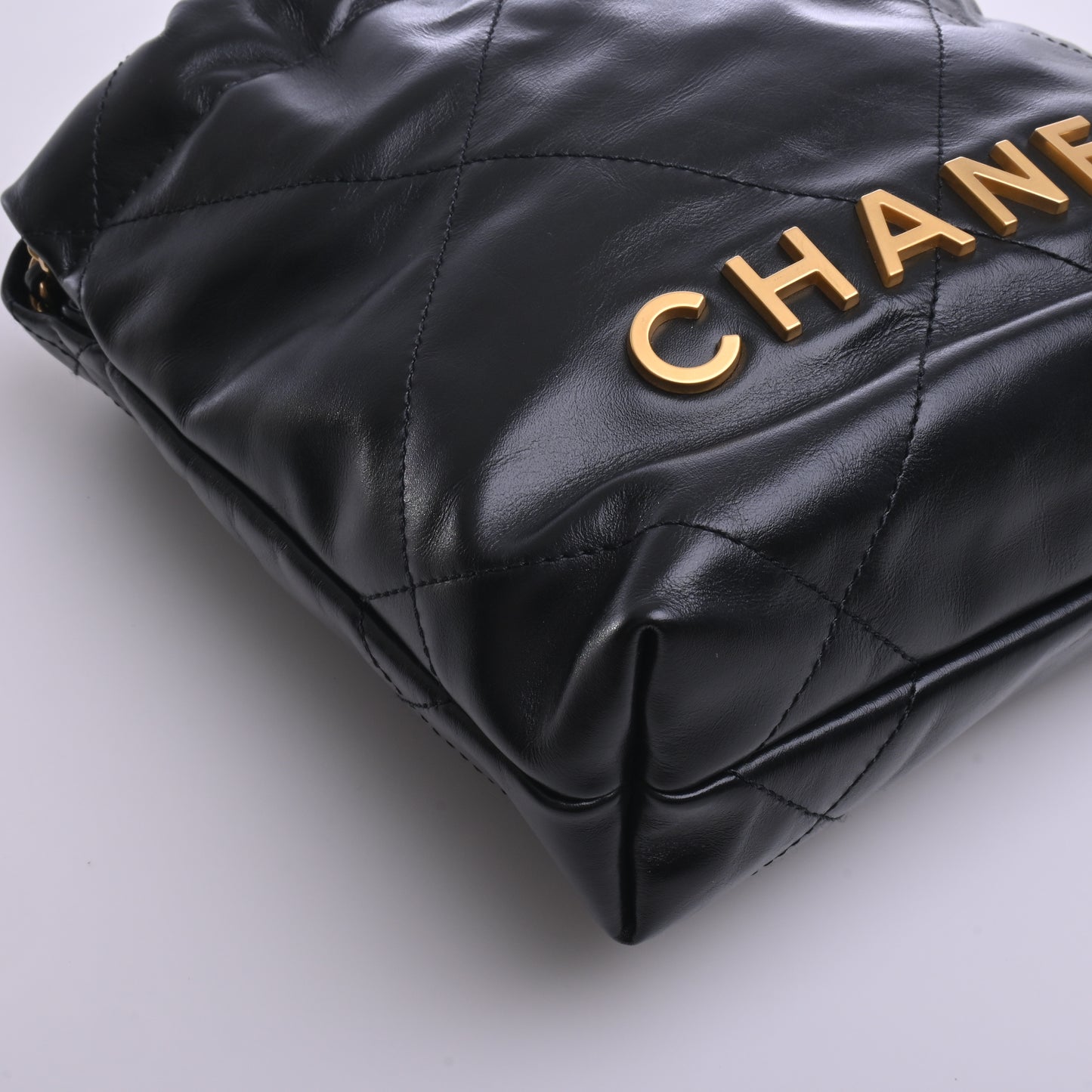 CHANEL22 Small Chain 2WAY Hand Black G Metal Fittings Random Number